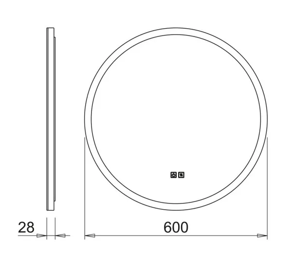 IO Vægspejl Med LED-lys Ø60 cm