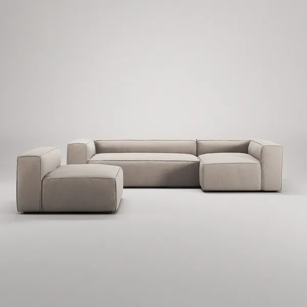 Grand 4-Seter Sofa Divan Høyre med Lenestol Sandshell Beige