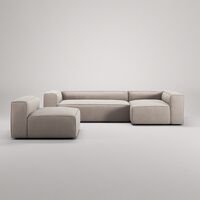 Grand 4-Seter Sofa Divan Høyre med Lenestol Sandshell Beige
