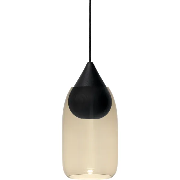 Liuku Drop Pendel Svartbetsad Lindträ / Rökt Glas