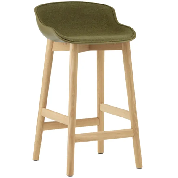 Hyg Barstol 65 cm Betrukket Forside Olivengrøn / Egetræ