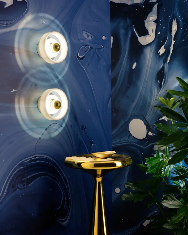 Stone Vägg-/Taklampa Vit Marmor / Guld