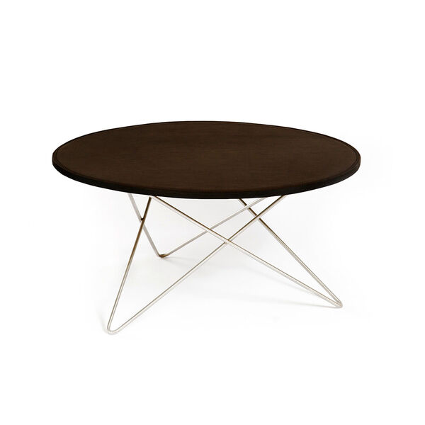 O Table Soffbord Ø80 cm Stål/Mockaläder