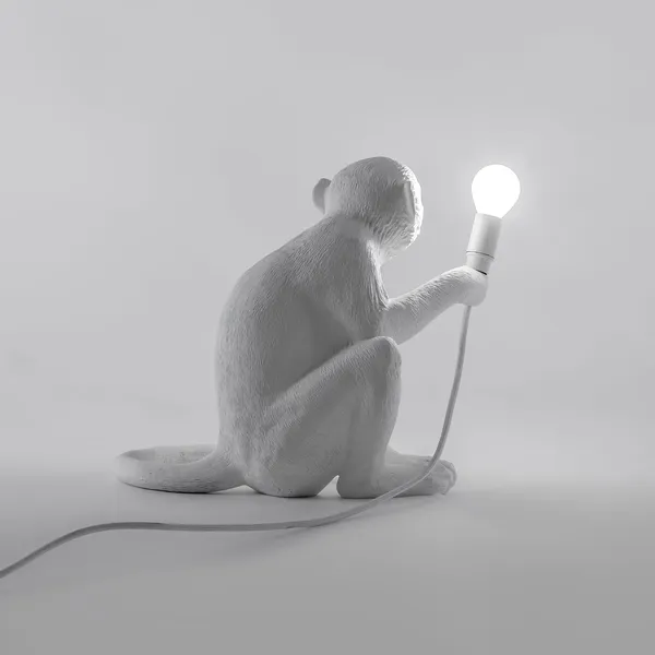 Monkey Lamp siddende Hvid