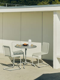 Palissade Cantilever Chair Cream white powder coated steel