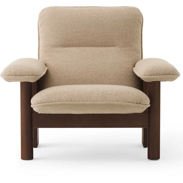 Brasilia Fåtölj Med Ottoman Walnut Bouclé 02 Beige