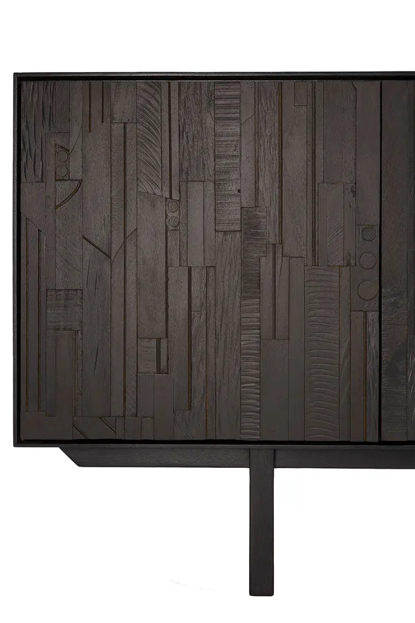 Teak Mosaik Sideboard Fyra Dörrar