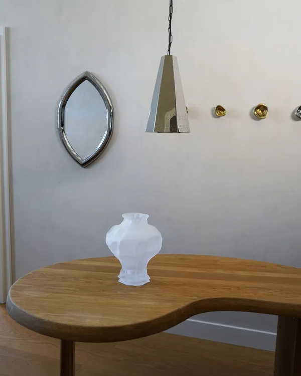 Ammonit Vase 30 cm Frosted White
