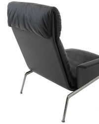 Muno LN17 Loungestol Høj Ryg Med Armlæn Dark Chrome / Sort Læder