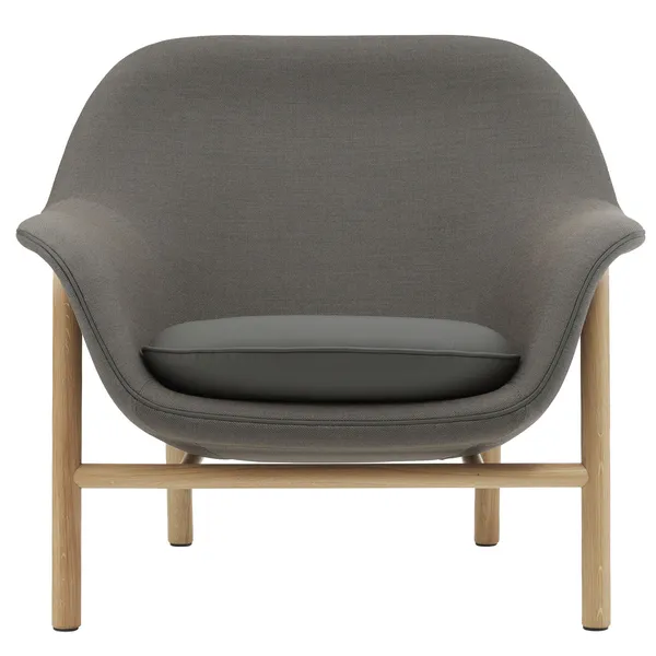 Drape Lounge Chair Low Grey Steel Lænestol Skum Fremstillet af tekstil Fremstillet af læder Ramme i egetræ Grå