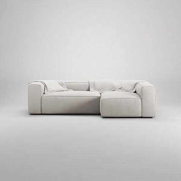 Grand 3-Sitssoffa Divan Höger Minetyg Moon White
