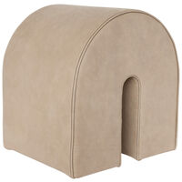 Curved Sittpuff Läder Ljusbrun