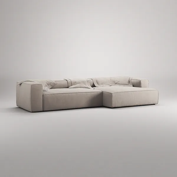 Grand 4-Personers Sofa chaiselong Højre Sandshell Beige