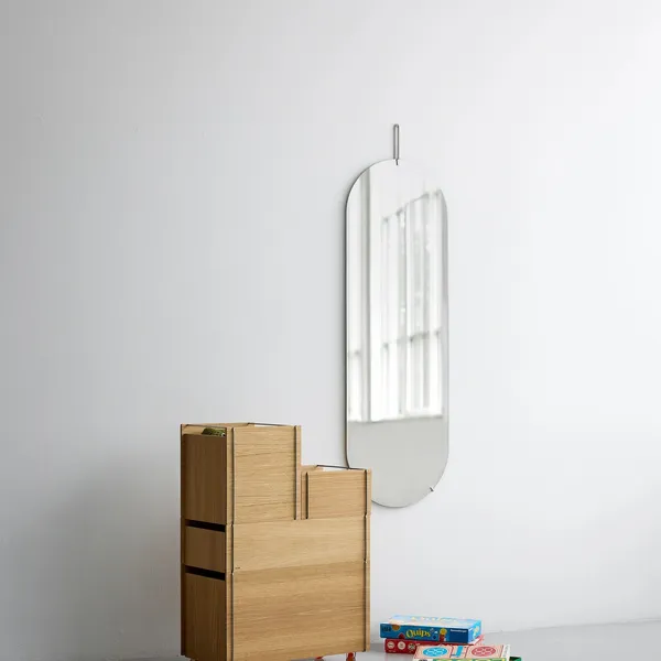 Storage Tower Med Hjul Mellan Ek/Rostfritt Stål