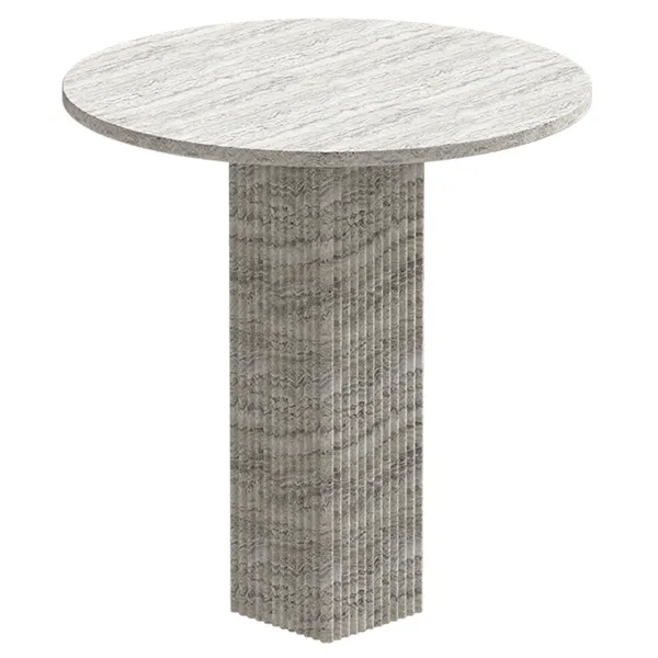 Soho Dining Table Ø80 cm Silver Travertine