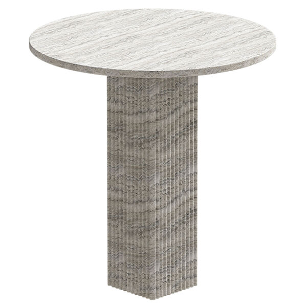 Soho Dining Table Ø80 cm Silver Travertine