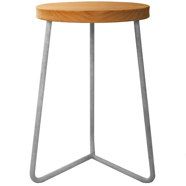 Pall V1 45 cm Obehandlad Teak / Varmförzinkat Stål
