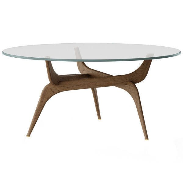 Triiio Sofabord Ø90 cm Røget Eg / Klart Glas