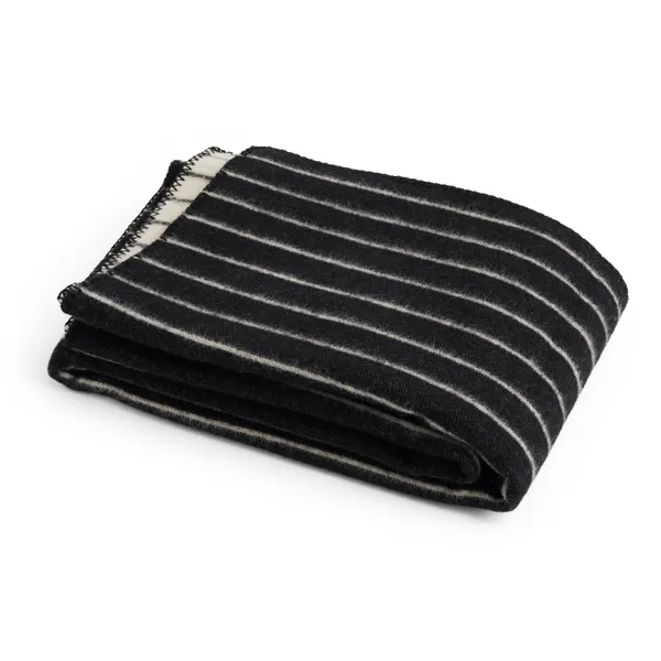 Outdoor Market Throw 130x180 cm Black With Beige Stripe