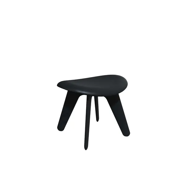 Slab Ottoman Sort / Sort Læder