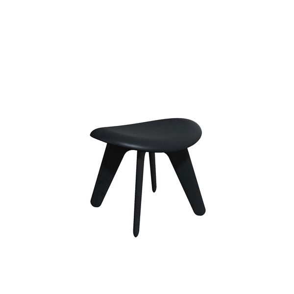 Slab Ottoman Svart / Svart Läder