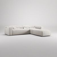 Grand 4-Seter Sofa Divan Høyre åpent endestykke med Fotskammel Moon White