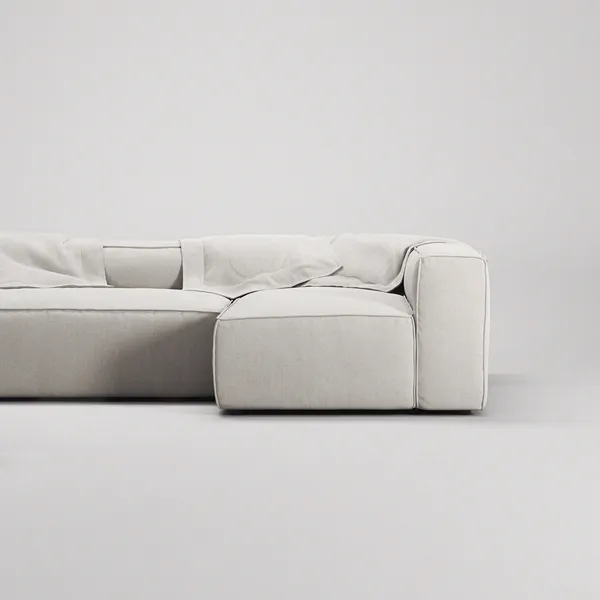 Grand 4-Seter Sofa Divan Høyre åpent endestykke med Fotskammel Moon White
