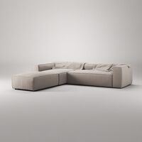 Grand 4-Sitssoffa Divan Vänster öppet avslut Med Fotpall Minetyg Sandshell Beige