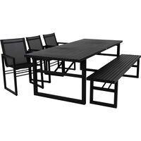 Vevi Bænk 200 cm Aluminium Sort