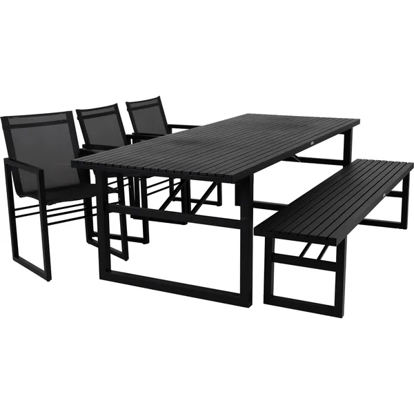 Vevi Bænk 200 cm Aluminium Sort