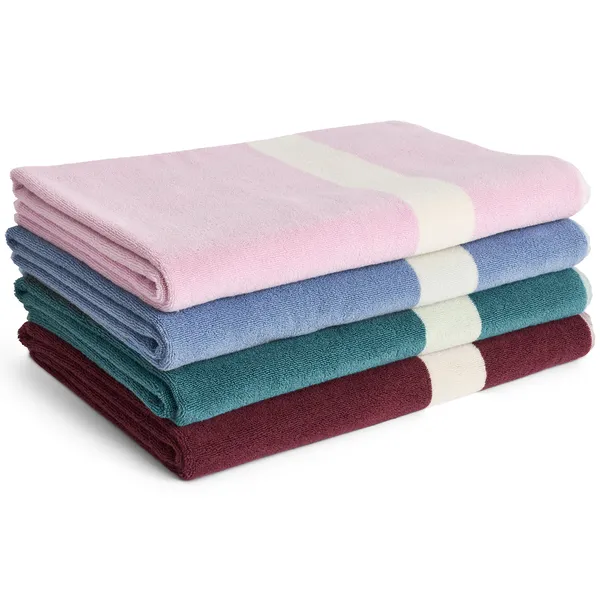 Stripe Bath Towel 100x150 cm Burgundy