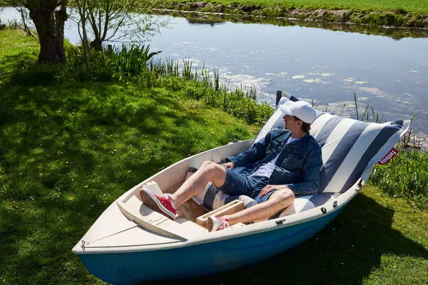 Original Outdoor Sækkestol Stripe Ocean Blue