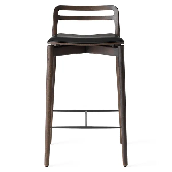 484 Cabin Counter Chair Dark Oak / Black Leather