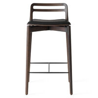 484 Cabin Counter Chair Dark Oak / Black Leather