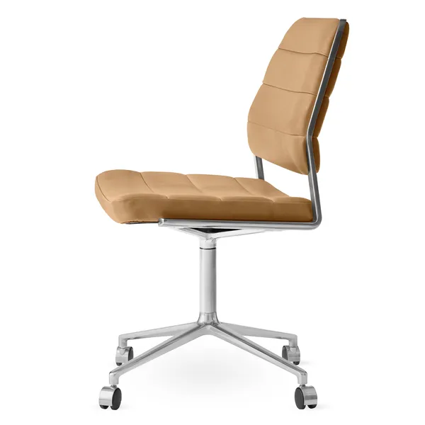 454 Swivel Chair With wheels Camel Leather
