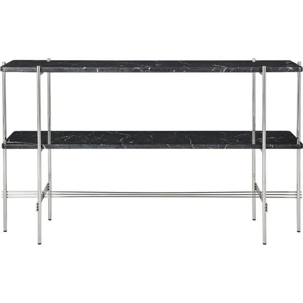 TS Console Sidebord 120x30x72 cm Poleret Stål / Sort Marquinamarmor
