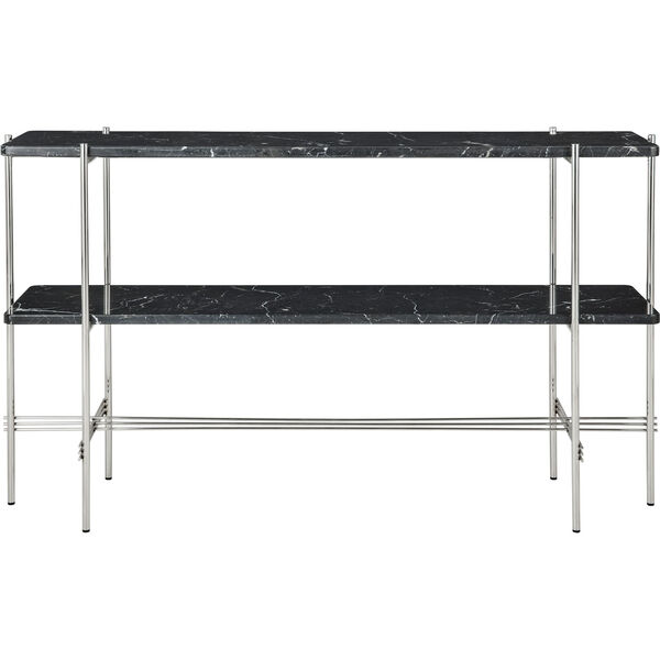 TS Console Sidobord 120x30x72 cm Polerat Stål / Svart Marquinamarmor