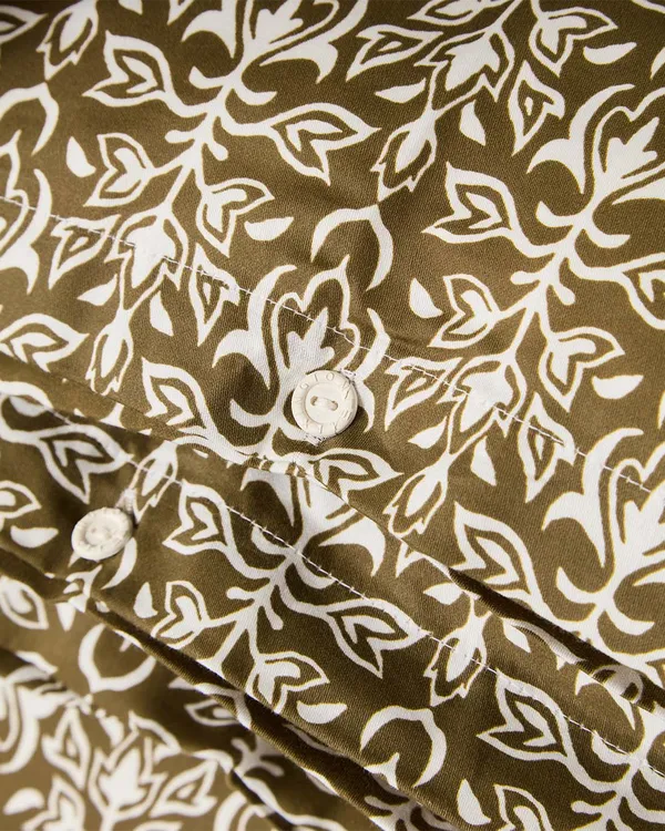 Ornament Bäddset 150x210 + 50x60 cm Oliv / Vit