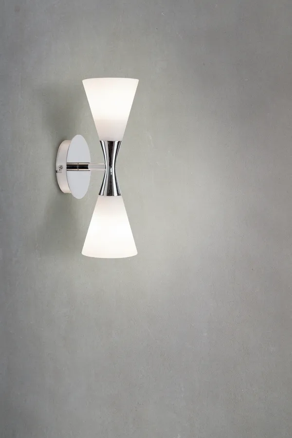 Harlekin Duo Vägglampa Krom/Vit