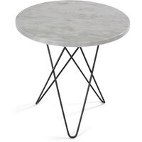 Tall Mini O Side Table Ø50 cm Black frame/White marble