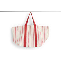 Outdoor Market Picnic Bag Medium Beige With Red Stripe