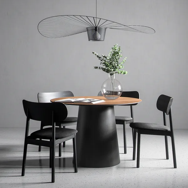 Social Matbord Valnöt / Svart Ek 110 cm