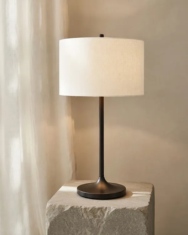 Soft Bordlampe Metallisk Bronze / Linen White