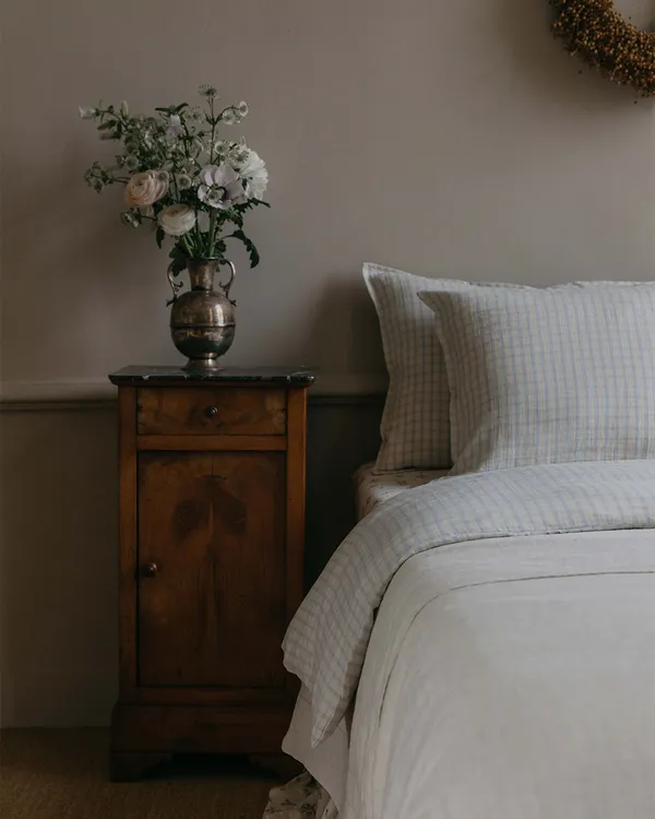 Gingham Sky Blue Muslin Duvet Cover Double 220x240 cm
