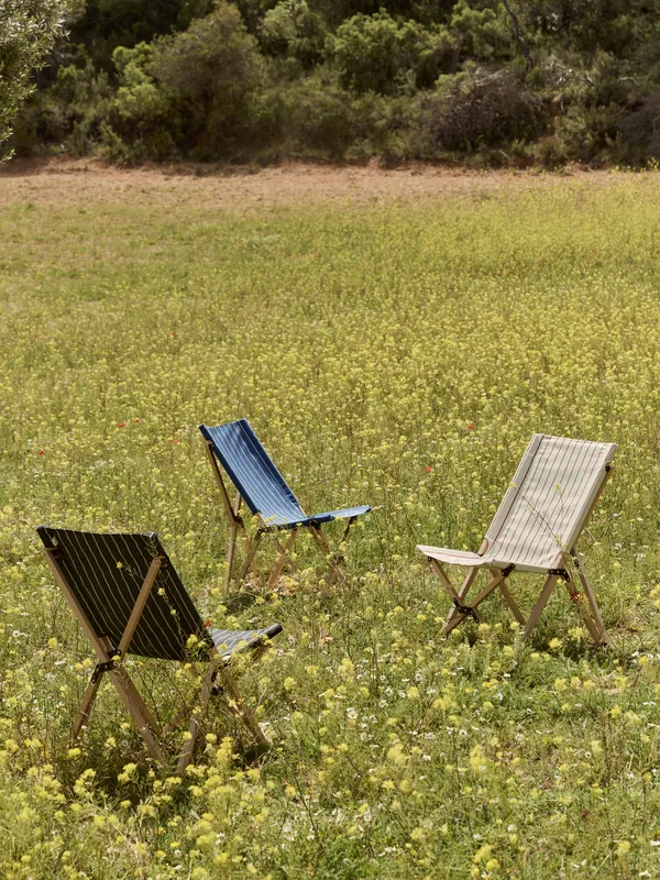 Outdoor Market Folding Chair Blue With Beige Stripe