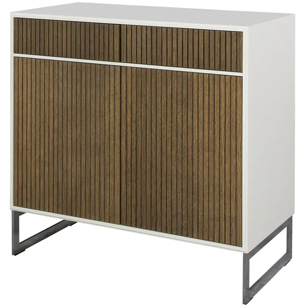 Line Burned Walnut Skänk Vit/Krom