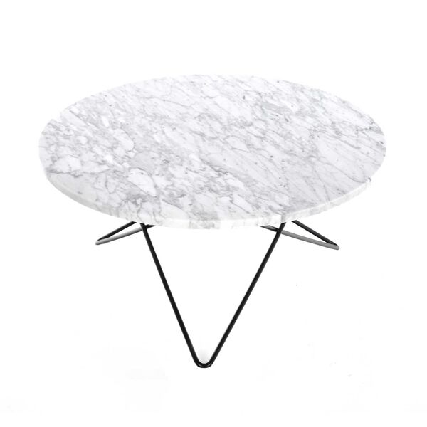 O Table Sofabord Ø80 cm Sort Stativ/Hvit Marmor