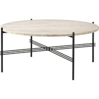 TS Outdoor Soffbord Ø80x35 cm Svart/Vit Travertin