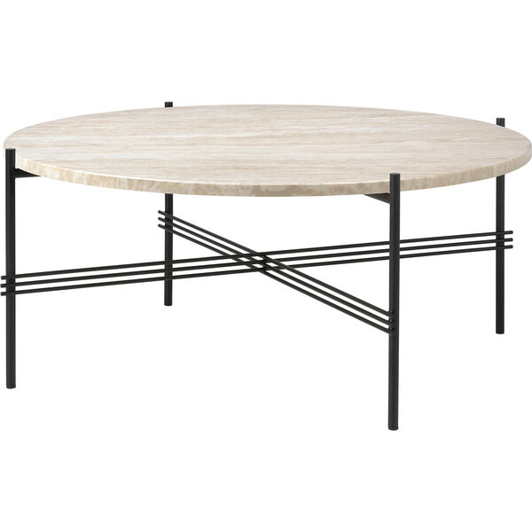 TS Outdoor Salongbord Ø80x35 cm Svart/Hvit Travertin