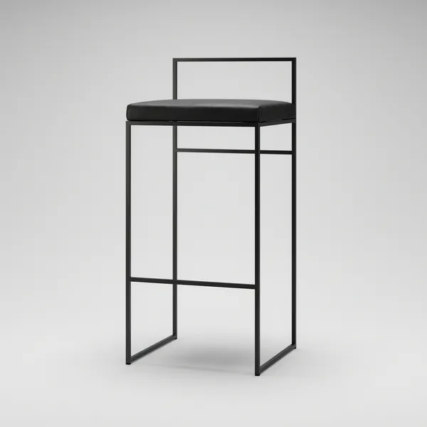 Barstol med Rygstøtte 90 cm Sort / Sort Læder